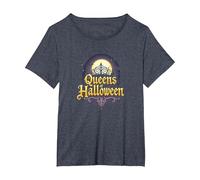 Queens of Halloween: Spooky Witch Night Moon Party T-Shirt, Women's Plus, Heather Blue, 2X