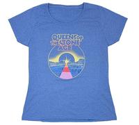 (M, Blue) Queens Of The Stone Age T Shirt Warp Planet new Official Womens Skinny Fit Blue