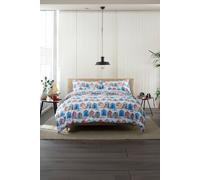 Queen's Parade 100% Cotton Duvet Cover Set with Piped Finish - Beach Hut Print, Soft & Breathable Bedding, Machine Washable, Includes Pillowcases - Single, Double, King & Super King Sizes [Double]