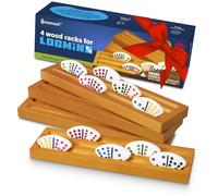 Queensell Loomino Holders - Curved Domino Racks Set of 4 - Loomino Mexican Train Game Accessories - Wooden Domino Trays