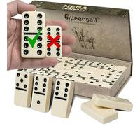 Queensell Mega Large 3" Dominoes Set for Adults and Kids - Dominoes Double 6 Classic Board Games - Double Six Domino Set with 28 Tiles and Gift Case