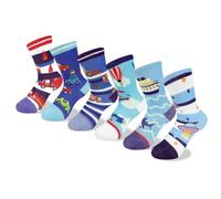 Queenshin Boys Novelty Socks Fun Crazy Funny Cute Cartoon Trucks Patterned Kid Crew Cotton Socks 6 Pairs