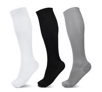 Queenshin Compression Socks for Women and Men Best for Athletic Running Cycling Sport Travel Knee High Support Socks 3 Pairs