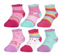 Queenshin Funny Girls Novelty Socks Teen Seamless Cute Short Socks Casual School Crazy Funky Kids Ankle Socks Rainbow Stripes 6 Pairs