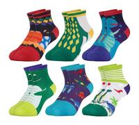 Queenshin Kids Boys Ankle Socks for 3-5 Years Dinosaur Novelty Crazy Funny Cartoon Animal Colourful Gifts for Children Casual School Socks Breathable Soft 6 Pairs
