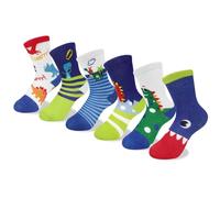 Queenshin Kids Boys Crew Socks for 3-5 Years Dinosaur Novelty Crazy Funny Cartoon Animal Colourful Gifts for Children Casual School Socks Breathable Soft 6 Pairs