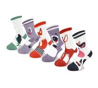 Queenshin Kids Girls Crew Socks Age 3-5 Years Cute Colorful Cartoon Animal Novelty Panda Fox Koala Deer Gifts for Children Casual School Socks Cosy Breathable 6 Pairs