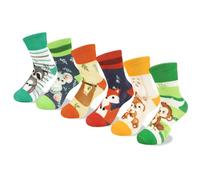 Queenshin Kids Girls Crew Socks Age 3-5 Years Cute Colorful Cartoon Animal Novelty Sloth Raccoon Fox Monkey Gifts for Children Casual School Socks Cosy Breathable 6 Pairs