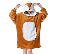 Queenshin Orange Fox Wearable Blanket Hoodie, Oversized Sherpa Comfy Fluffy Sweatshirt Christmas Holiday Gifts for Adults Women Men,Warm Cozy Animal Hooded Body Blanket
