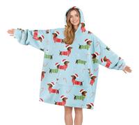 Queenshin Oversized Wearable Blanket Fluffy Hoodie Women Men Cosy Gifts | Warm Comfy Sherpa Fleece Oodie Snuggle Snoodie Hooded Sweatshirt with Sleeves Pocket, Christmas Birthday Winter Present