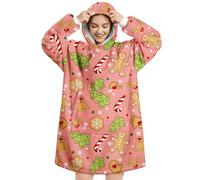 Queenshin Oversized Wearable Blanket Fluffy Hoodie Women Men Cosy Gifts | Warm Comfy Sherpa Fleece Oodie Snuggle Snoodie Hooded Sweatshirt with Sleeves Pocket, Christmas Birthday Winter Present