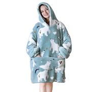 Queenshin Oversized Wearable Blanket Fluffy Hoodie Women Men Cosy Gifts | Warm Comfy Sherpa Fleece Oodie Snuggle Snoodie Hooded Sweatshirt with Sleeves Pocket, Christmas Birthday Winter Present