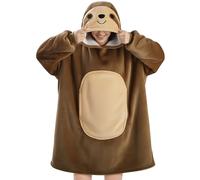 Queenshin Oversized Wearable Blanket Fluffy Hoodie Women Men Cosy Gifts | Warm Comfy Sherpa Fleece Oodie Snuggle Snoodie Hooded Sweatshirt with Sleeves Pocket, Christmas Birthday Winter Present
