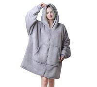 Queenshin Oversized Wearable Blanket Fluffy Hoodie Women Men Cosy Gifts | Warm Comfy Sherpa Fleece Oodie Snuggle Snoodie Hooded Sweatshirt with Sleeves Pocket, Christmas Birthday Winter Present