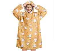 Queenshin Oversized Wearable Blanket Hoodie Goose Yellow, Warm Comfy Sherpa Fleece Blanket with Sleeves and Big Pocket, Fluffy Hoodie Sweatshirt Throw for Women Adults Men