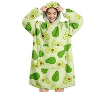 Queenshin Oversized Wearable Blanket Hoodie Green Avocado, Warm Comfy Sherpa Fleece Blanket with Sleeves and Big Pocket, Fluffy Hoodie Sweatshirt Throw for Women Adults Men