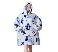 Queenshin Penguin Wearable Blanket Hoodie,Oversized Flannel Comfy Fluffy Sweatshirt Christmas Gifts for Adults Women Men,Warm Cozy Animal Hooded Body Blanket