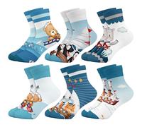 Queenshin Toddler Boys Ankle Socks Age 2-5 Years Cartoon Nautical Animals Funny Crazy Gifts Penguins Tigers Elephants Cosy Breathable 6 Pairs