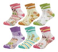 Queenshin Toddler Girls Ankle Socks Age 2-5 Years Colorful Mushroom Cute Fairy Novelty Funny Gifts Striped Socks Cosy Breathable 6 Pairs