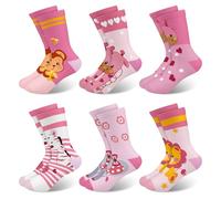 Queenshin Toddler Girls Crew Socks Age 1-3 Years Cute Novelty Pink Cartoon Animal Lion Monkey Banana Gifts Casual School Socks Breathable Soft 6 Pairs