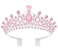 Queenship Tiara Crown for Women, Queen Tiara for Birthday Prom Bridal Party Custome Pink
