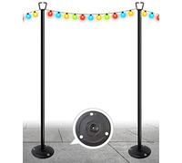 Queension 10FT Ground Base String Light Poles for Outdoor String Lights for Garden, Backyard, Patio Lighting Stand for Parties, Bistro & Weddings, 2 Pack