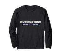 Queenstown New Zealand 70s 80s Retro Type Graphic Long Sleeve T-Shirt