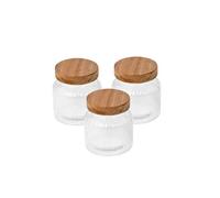 Queensway Home and Dining Glass Storage Jar Airtight Wooden Lid Canister Kitchen Container Pantry Storage - Small - Set Of 3