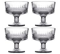 Queensway Home & Dining Glass Footed Ice Cream Sundae Fruit Cocktail Dessert Cups Bowls Kitchen Dishes Ice Short Stemmed Glasses Appetiser Salads Pudding Dinner Salad Trifle Serving Bowl Set of 4