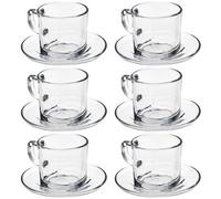 Queensway Home and Dining Queensway Home & Dining 12 Pcs Glass Cup & Saucer Set Coffee Tea Espresso Cappuccino 215Ml Glassware Gift