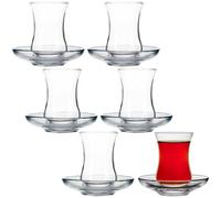 Queensway Home and Dining Queensway Home & Dining 120Ml 6 Pcs Glass Tea Cup & Saucer Coffee Breakfast Gift Set