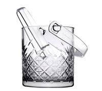 Queensway Home and Dining Queensway Home & Dining 13Cm Height Small Glass Ice Cubes Bucket With Carry Handle & Tongs Drinks Party