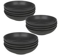 Queensway Home and Dining Queensway Home & Dining 20Cm Diameter 12 Pcs Black Coloured Stone Ceramic Pasta Bowls Dinnerware Crockery Dining Microwave Safe Se