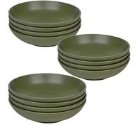 Queensway Home and Dining Queensway Home & Dining 20Cm Diameter 12 Pcs Green Coloured Stone Ceramic Pasta Bowls Dinnerware Crockery Dining Microwave Safe Se