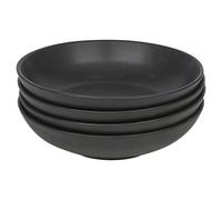 Queensway Home and Dining Queensway Home & Dining 20Cm Diameter 4 Pcs Black Coloured Stone Ceramic Pasta Bowls Dinnerware Crockery Dining Microwave Safe Set