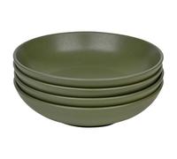 Queensway Home and Dining Queensway Home & Dining 20Cm Diameter 4 Pcs Green Coloured Stone Ceramic Pasta Bowls Dinnerware Crockery Dining Microwave Safe Set