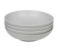 Queensway Home and Dining Queensway Home & Dining 20Cm Diameter 4 Pcs White Coloured Stone Ceramic Pasta Bowls Dinnerware Crockery Dining Microwave Safe Set