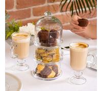 Queensway Home and Dining Queensway Home & Dining 26Cm Height 3 Tier Glass Cookie Sweets Biscuits Jar Display Container With Dome Lid