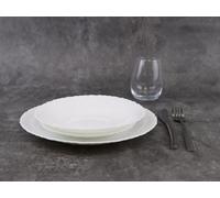 Queensway Home and Dining Queensway Home & Dining 27Cm Diameter 12 Pcs White Opal Glass Sophia Wavy Dinner Plates Soup Bowls Dinnerware Set