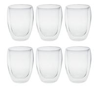 Queensway Home and Dining Queensway Home & Dining 350Ml Set Of 6 Double Wall Insulated Clear Glasses Tea Hot Chocolate Glass Mugs
