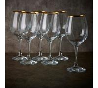 Queensway Home and Dining Queensway Home & Dining 365Ml 6 Pcs Amber Gold Rimmed Clear Wine Glass Drinking Glasses Gift Sets