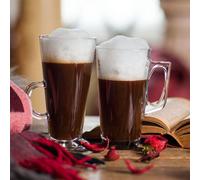 Queensway Home and Dining Queensway Home & Dining 385Ml 2 Pcs Tall Glass Drinking Coffee Tea Juice Mugs With Handle