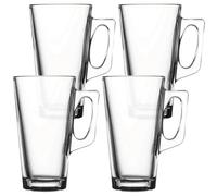 Queensway Home and Dining Queensway Home & Dining 385Ml 4 Pcs Tall Glass Drinking Coffee Tea Juice Mugs With Handle