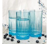 Queensway Home and Dining Queensway Home & Dining 450Ml 4 Pcs Blue Coloured Tumblers Drinking Whiskey Glass Sets