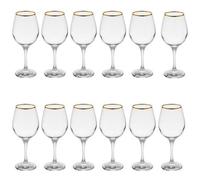 Queensway Home and Dining Queensway Home & Dining 460Ml 12 Pcs Amber Gold Rimmed Clear Wine Glass Drinking Glasses Gift Sets