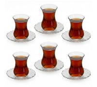 Queensway Home and Dining Queensway Home & Dining 6Pc 155Ml Traditional Turkish Tea Glass Cups & Saucers Set