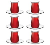 Queensway Home and Dining Queensway Home & Dining Clear Glass Tea And Coffee Cup Set With Saucers - 6 Piece