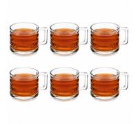 Queensway Home and Dining Queensway Home & Dining Clear Glass Tea Coffee Mugs Textured Hot Drink Cups - 250Ml, Set Of 6
