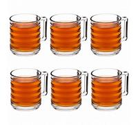 Queensway Home and Dining Queensway Home & Dining Clear Glass Tea Coffee Mugs Textured Hot Drink Cups - 320Ml, Set Of 6