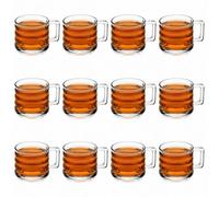 Queensway Home and Dining Queensway Home & Dining Clear Glass Tea Coffee Mugs Textured Hot Drink Cups - 250Ml, Set Of 12